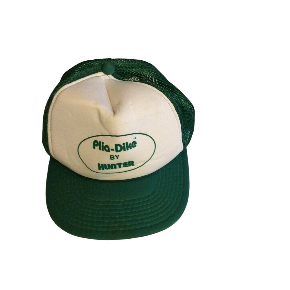 Pla-Dike By Hunter Green & White Mens Mesh Snapback Trucker Hat One Size Fits Al